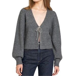 ❤️‍🔥Firm Price❤️‍🔥 WAYF Lila Crystal Tie Cardigan - Dark Heather